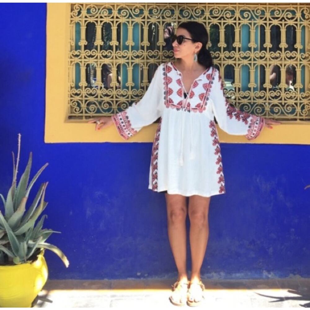 Free People Cotton Embroidered Bohemian Mini Dress Size Small